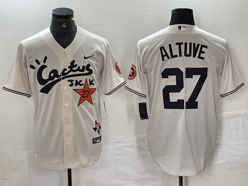 Men%27s Houston Astros #27 Jose Altuve Cream Cactus Jack Vapor Premier Stitched Baseball Jersey